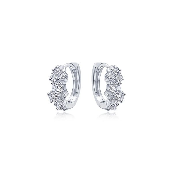 Sterling Silver Simulated Diamond Huggie Shiny Clusters Earrings Kiefer Jewelers Lutz, FL