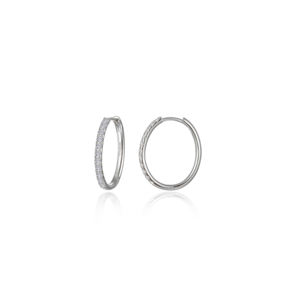 Sterling Silver 0.66CTW Simulated Diamond Oval Hoop Earrings by Lafonn Kiefer Jewelers Lutz, FL