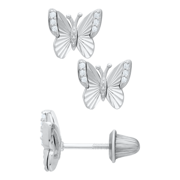 Children's Sterling Silver Butterfly and CZ Stud Earrings Kiefer Jewelers Lutz, FL