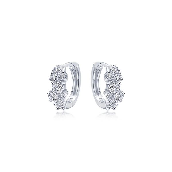Sterling Silver Simulated Diamond Huggie Shiny Clusters Earrings Kiefer Jewelers Lutz, FL