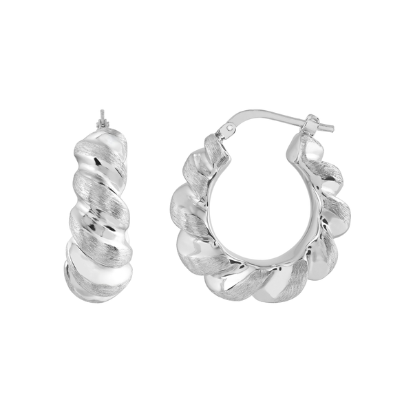SS Polished and Satin Twisted Hoop Earrings Kiefer Jewelers Lutz, FL