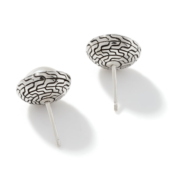 John Hardy Sterling Silver Classic Chain Stud Earring with Mabe Freshwater Pearl Image 4 Kiefer Jewelers Lutz, FL