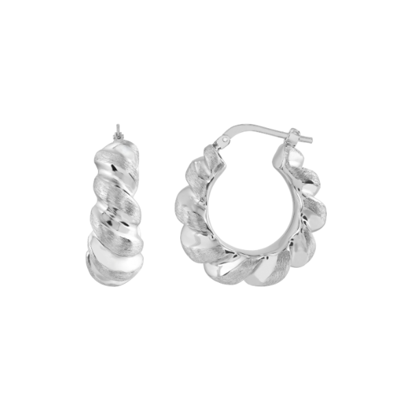 SS Polished and Satin Twisted Hoop Earrings Kiefer Jewelers Lutz, FL
