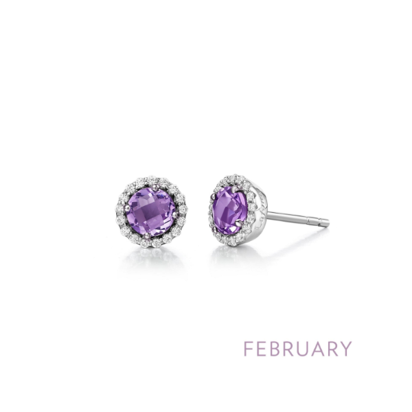 SS Amethyst and Simulated Diamond Halo Birthstone Earrings by Lafonn Kiefer Jewelers Lutz, FL