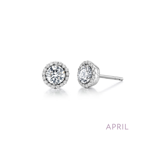 SS Simulated Diamond Halo Birthstone Earrings by Lafonn Kiefer Jewelers Lutz, FL