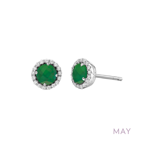 SS Simulated Emerald and Simulated Diamond Halo Birthstone Earrings by Lafonn Kiefer Jewelers Lutz, FL