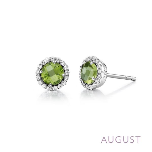 SS Peridot and Simulated Diamond Halo Birthstone Earrings by Lafonn Kiefer Jewelers Lutz, FL