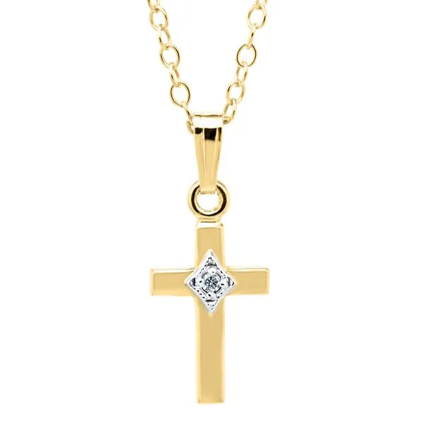 Children's Gold Filled Diamond Cross Necklace Kiefer Jewelers Lutz, FL