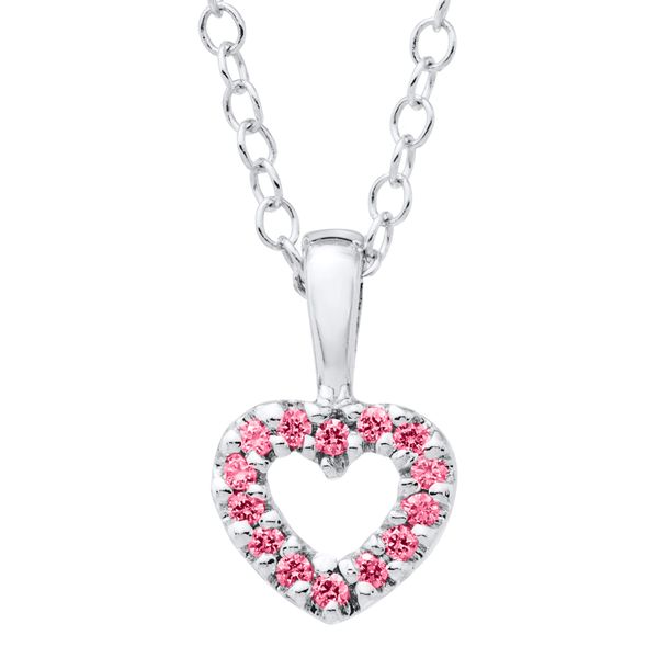 Children's Pink CZ Heart Necklace Image 2 Kiefer Jewelers Lutz, FL