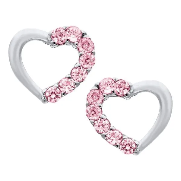 Children's Pink CZ Open Heart Earrings Kiefer Jewelers Lutz, FL