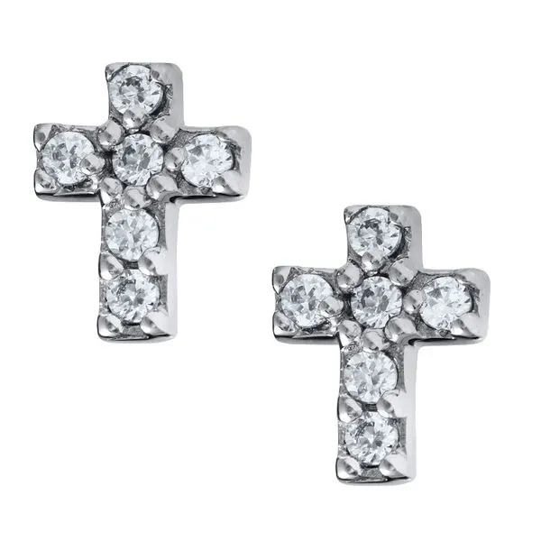 Sterling Silver CZ Cross Children's Earrings Kiefer Jewelers Lutz, FL
