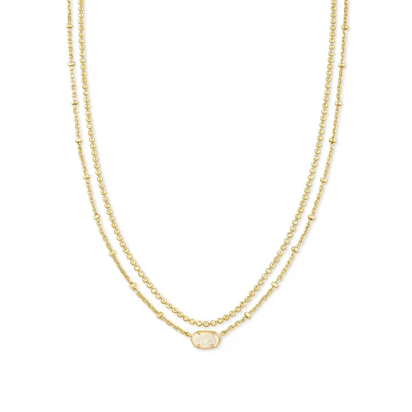 Kendra Scott Emilie Gold Multi Strand Necklace in Iridescent Drusy Kiefer Jewelers Lutz, FL