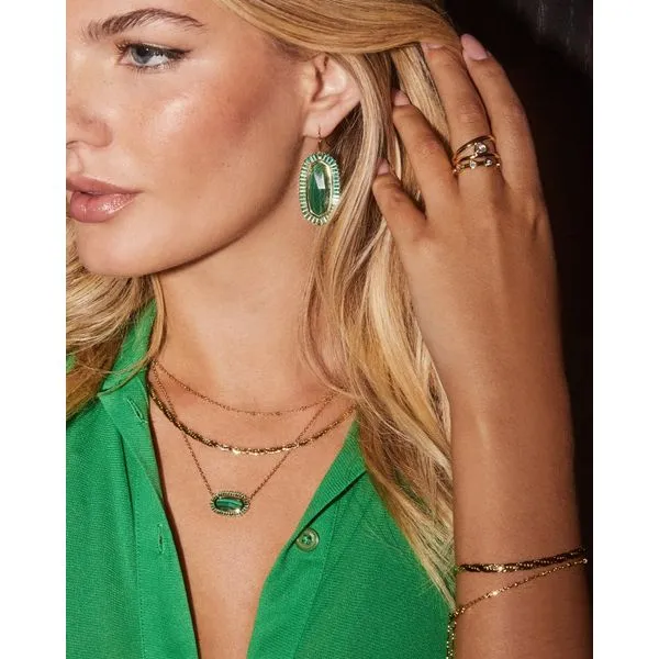Kendra Scott Elisa Baguette Gold Emerald Mix Necklace Image 2 Kiefer Jewelers Lutz, FL