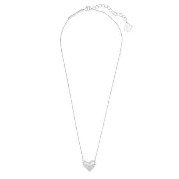 Kendra Scott Ari Heart Silver Pendant Necklace in Ivory Mother-of-Pearl Image 2 Kiefer Jewelers Lutz, FL