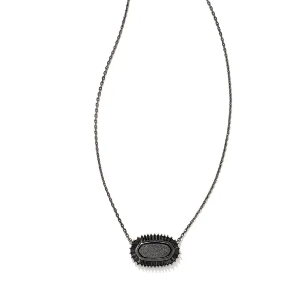 Kendra Scott Baguette Elisa Gunmetal Pendant Necklace in Black Drusy Kiefer Jewelers Lutz, FL