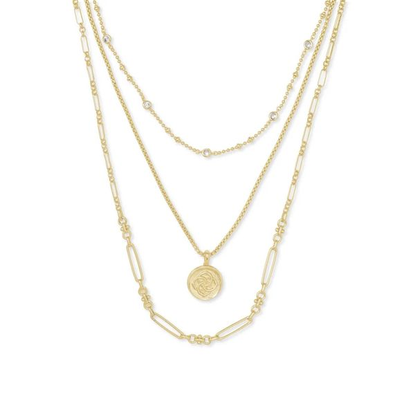 Kendra Scott Medallion Gold Coin Multi Strand Necklace Kiefer Jewelers Lutz, FL