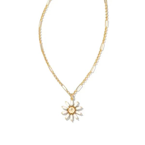 Kenda Scott Madison Gold White Opaque Glass Short Necklace Kiefer Jewelers Lutz, FL