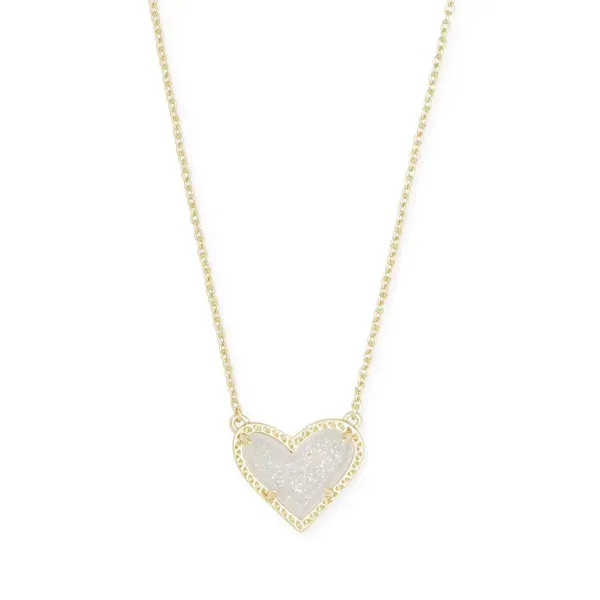 Kendra Scott Ari Heart Gold Necklace in Iridescent Drusy Kiefer Jewelers Lutz, FL