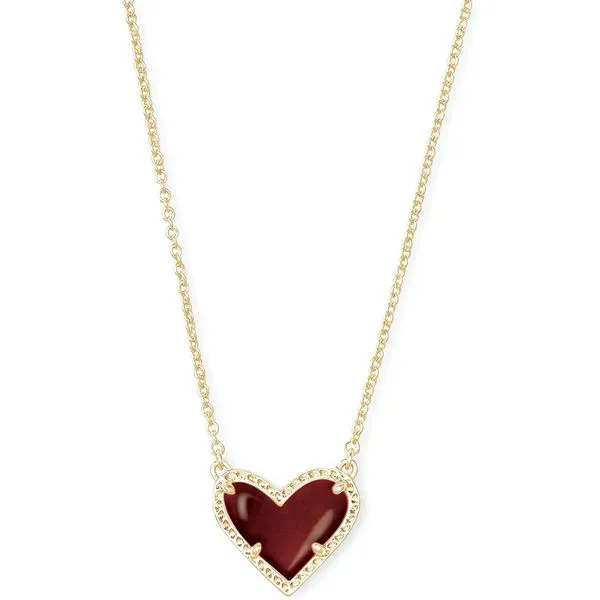 Kendra Scott Ari Gold Maroon Heart Necklace Kiefer Jewelers Lutz, FL