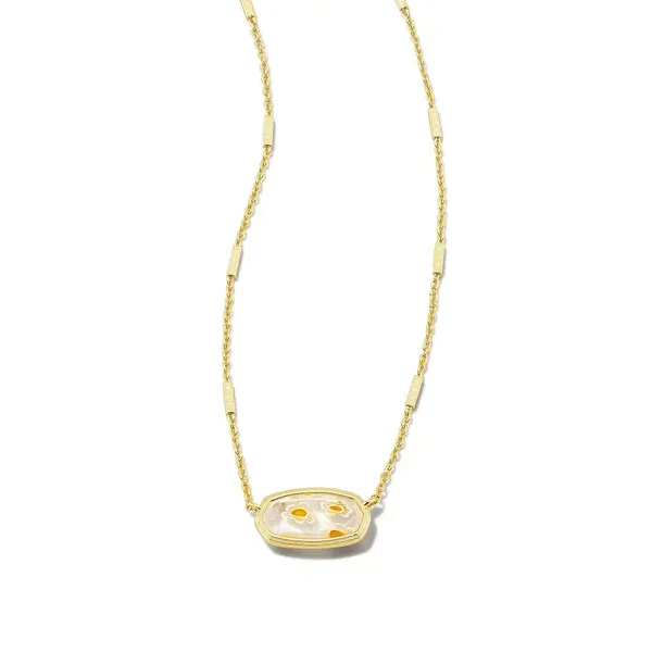 Kendra Scott Elisa Gold White Mosaic Glass Necklace Kiefer Jewelers Lutz, FL