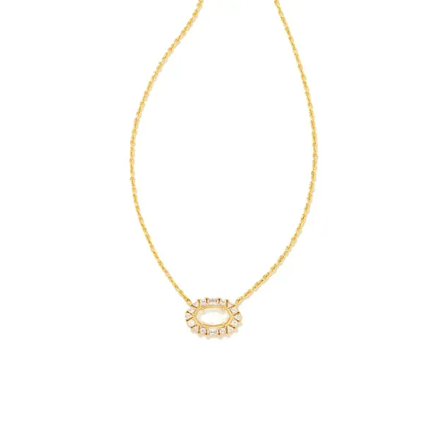 Kendra Scott Elisa Gold Crystal Ivory Mother of Pearl Necklace Kiefer Jewelers Lutz, FL