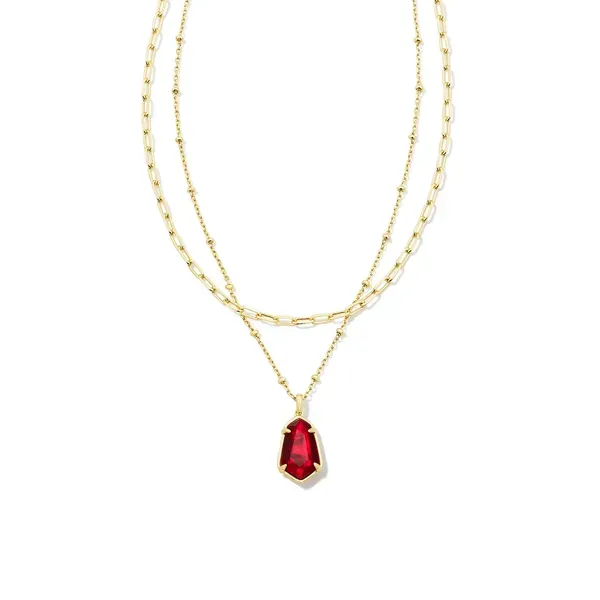 Kendra Scott Alexandria Gold Cranberry Illusion Mult Strand Necklace Kiefer Jewelers Lutz, FL