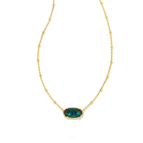 Kendra Scott Elisa Gold Dark Teal Mica Necklace Kiefer Jewelers Lutz, FL