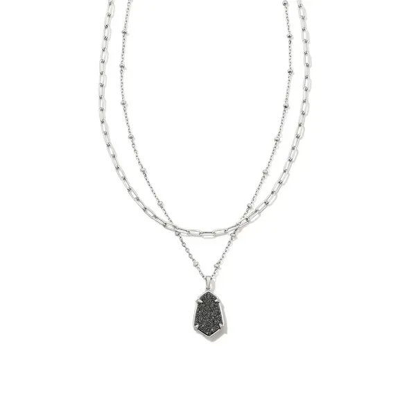 Kendra Scott Alexandria Rhodium Platinum Drusy Multi Strand Necklace Kiefer Jewelers Lutz, FL
