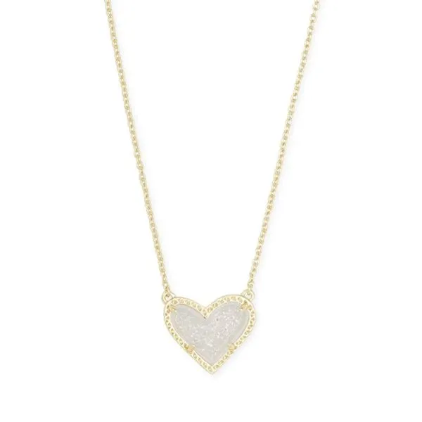 Kendra Scott Ari Heart Gold Necklace in Iridescent Drusy Kiefer Jewelers Lutz, FL