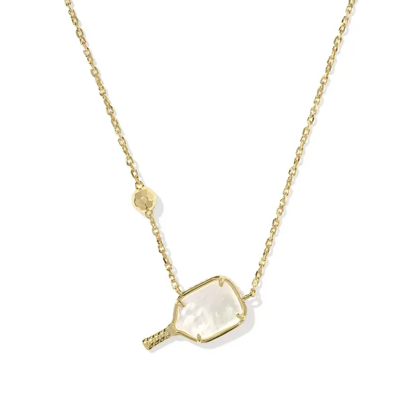 Kendra Scott Pickleball Gold Short Pendant with Ivory Mother-of-Pearl Kiefer Jewelers Lutz, FL
