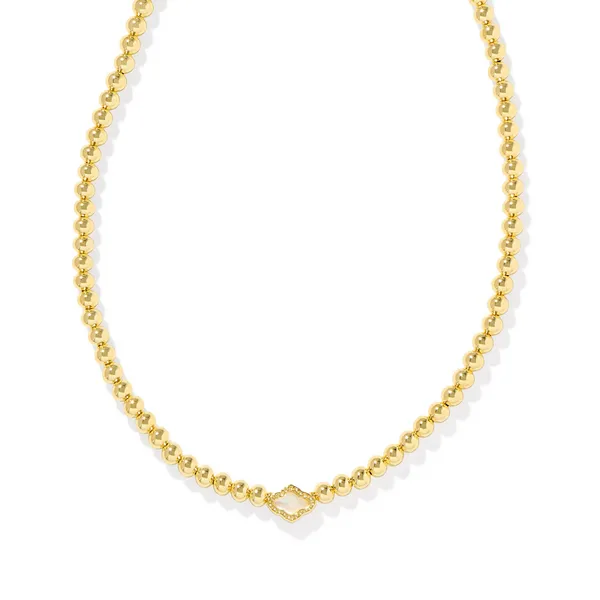 Kendra Scott Abbie Beaded Necklace with Natural Mother of Pearl in Gold Tone Image 2 Kiefer Jewelers Lutz, FL