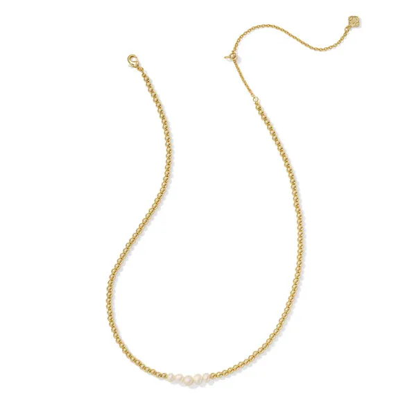 Kendra Scott Eve Beaded Strand Necklace with White Pearls in Gold Tone Image 2 Kiefer Jewelers Lutz, FL