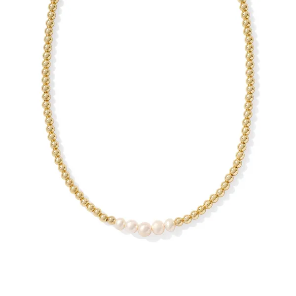 Kendra Scott Eve Beaded Strand Necklace with White Pearls in Gold Tone Kiefer Jewelers Lutz, FL
