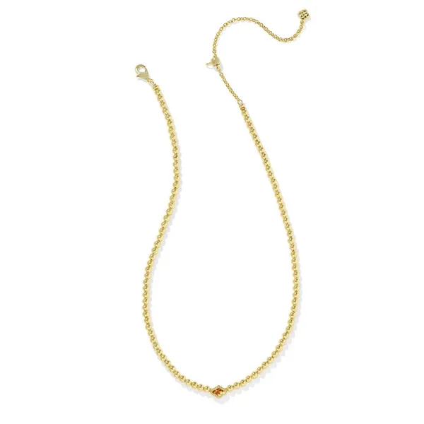 Kendra Scott Abbie Gold Beaded Necklace in Marbled Amber Illusion Image 2 Kiefer Jewelers Lutz, FL