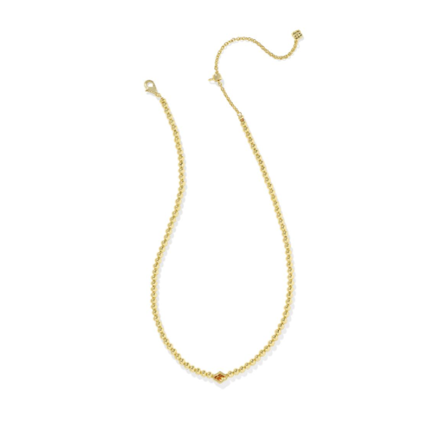 Kendra Scott Abbie Gold Beaded Necklace in Marbled Amber Illusion Image 2 Kiefer Jewelers Lutz, FL