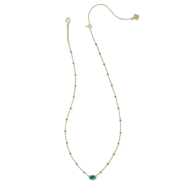 Kendra Scott Mini Elisa Gold Enamel Frame Short Pendant Necklace in Emerald Illusion Image 2 Kiefer Jewelers Lutz, FL
