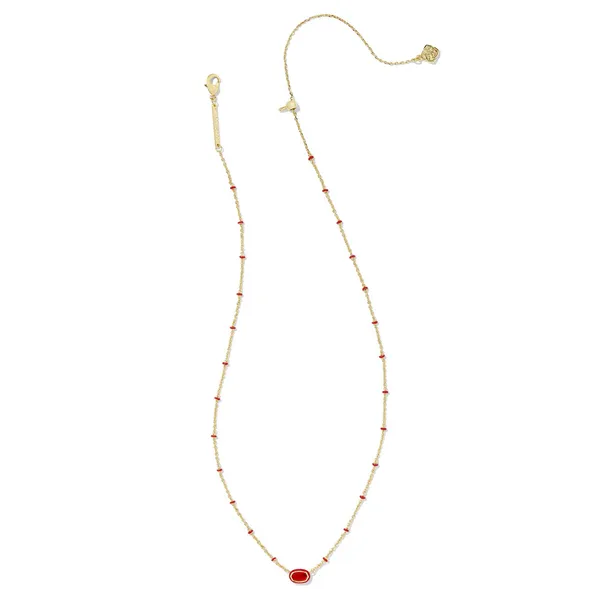 Kendra Scott Mini Elisa Gold Enamel Frame Short Pendant Necklace in Red Illusion Image 2 Kiefer Jewelers Lutz, FL