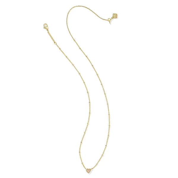 Kendra Scott Mini Ari Heart Gold Satellite Short Pendant Necklace in Rose Quartz Image 2 Kiefer Jewelers Lutz, FL