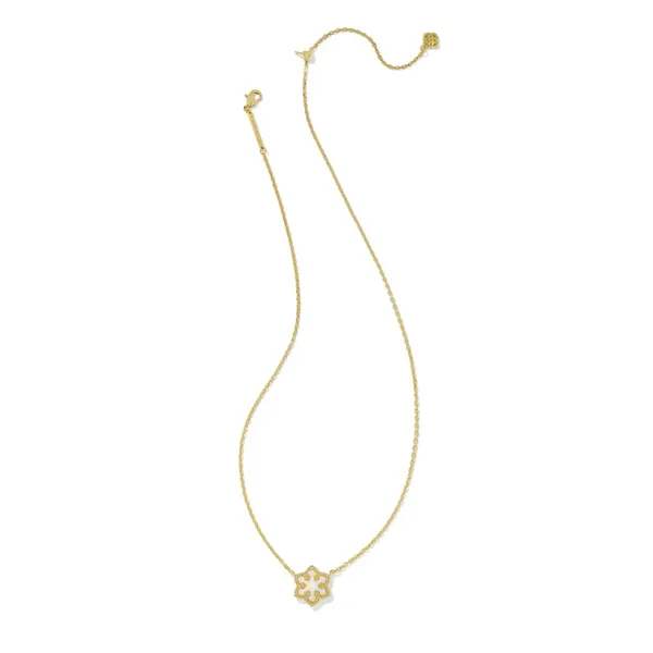 Kendra Scott Snowflake Gold Short Pendant Necklace in White Kyocera Opal Image 2 Kiefer Jewelers Lutz, FL