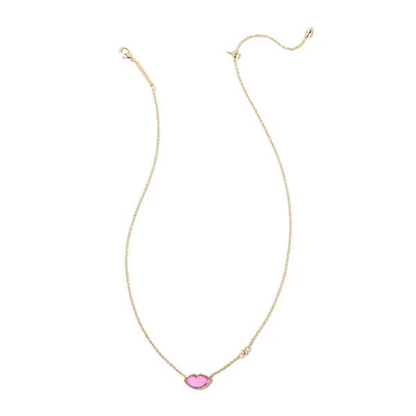 Kendra Scott Lips Gold Pendant Necklace in Hot Pink Mother-of-Pearl Image 2 Kiefer Jewelers Lutz, FL