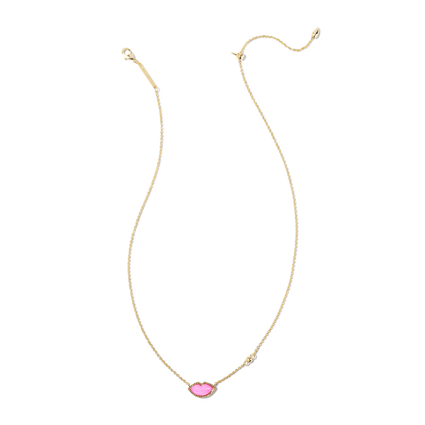 Kendra Scott Lips Gold Pendant Necklace in Hot Pink Mother-of-Pearl Image 2 Kiefer Jewelers Lutz, FL