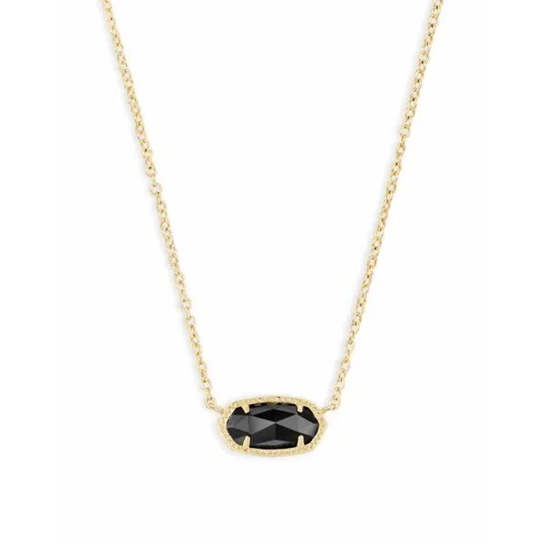 Kendra Scott Elisa Gold Black Opaque Glass Necklace Kiefer Jewelers Lutz, FL