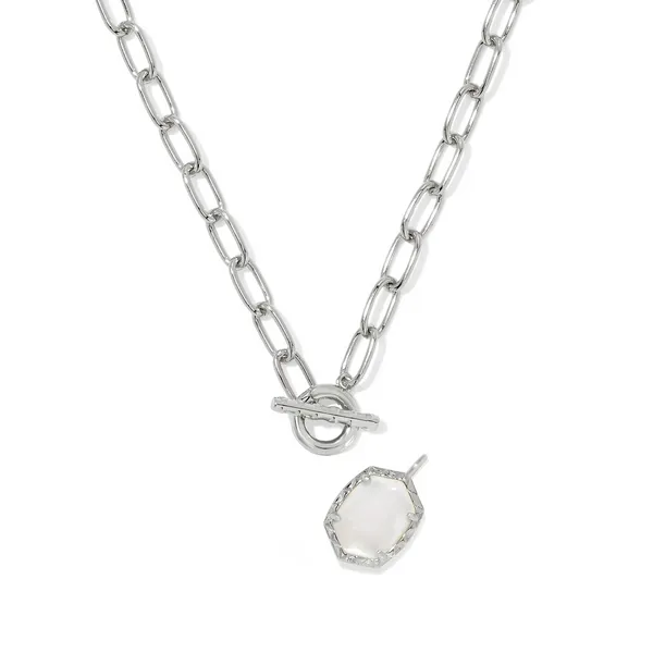 Kendra Scott Daphne Convertible Silver Link Necklace in Ivory Mother of Pearl Image 3 Kiefer Jewelers Lutz, FL