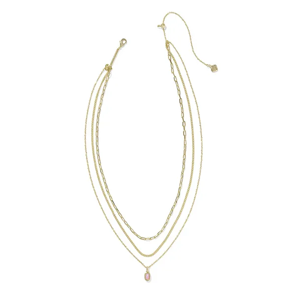 Kendra Scott Mini Elisa Gold Triple Strand Necklace with Azalea Illusion Kiefer Jewelers Lutz, FL