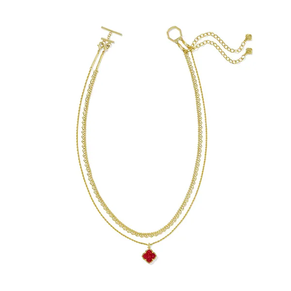Kendra Scott Mallory Rose in Gold with Red Mother of Pearl Multi-Strand Necklace Image 2 Kiefer Jewelers Lutz, FL