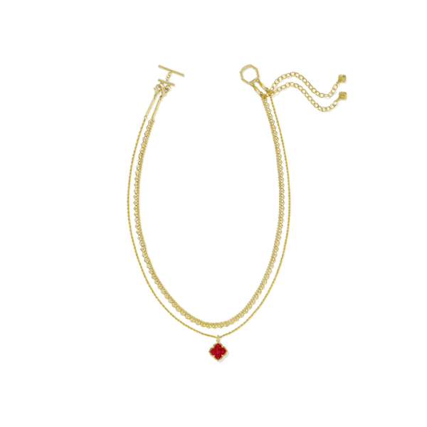 Kendra Scott Mallory Rose in Gold with Red Mother of Pearl Multi-Strand Necklace Image 2 Kiefer Jewelers Lutz, FL