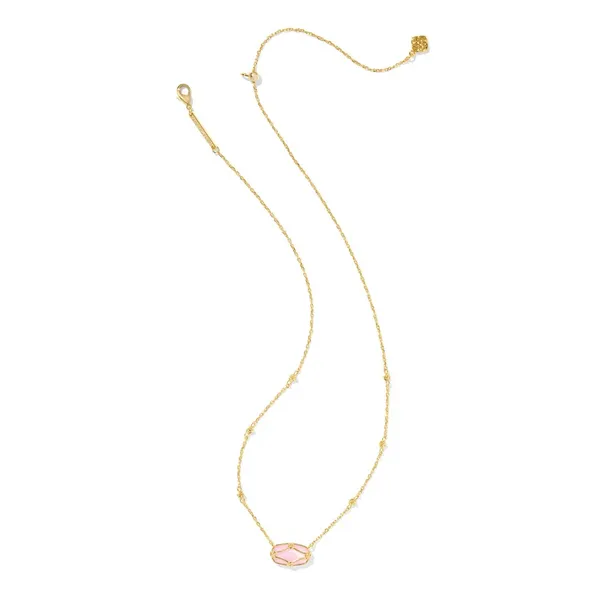 Kendra Scott Elisa Lattice Frame in Gold with Blush Ivory Mother of Pearl Short Pendant Necklace Image 2 Kiefer Jewelers Lutz, FL