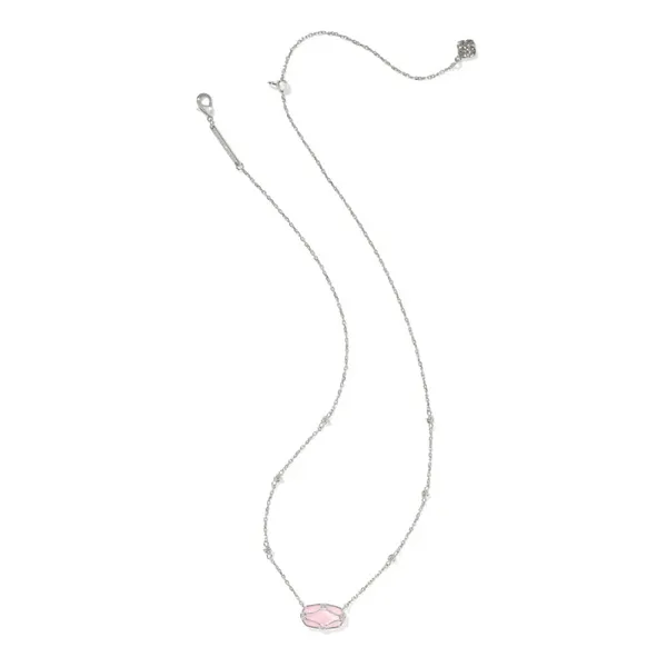 Kendra Scott Elisa Lattice Frame in Silver with Blush Ivory Mother of Pearl Short Pendant Necklace Image 2 Kiefer Jewelers Lutz, FL