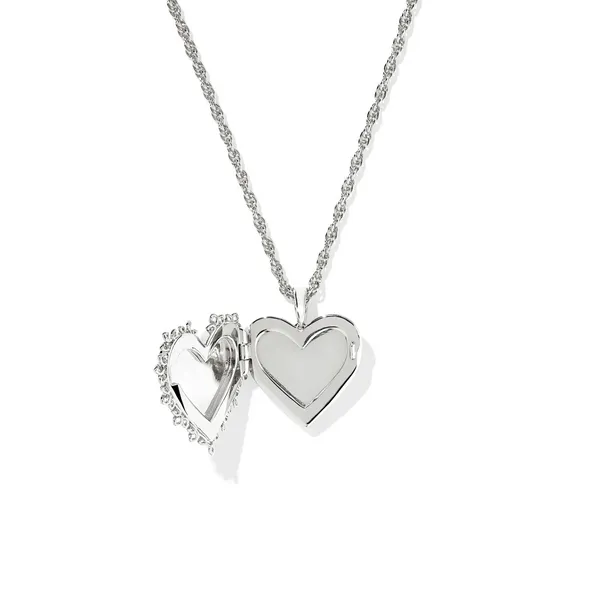 Kendra Scott Mallory Rose Silver Locket Short Pendant Necklace Image 2 Kiefer Jewelers Lutz, FL