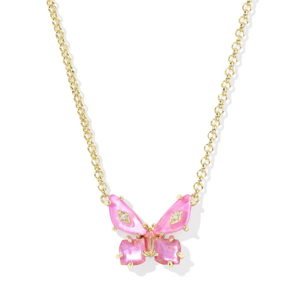 Bianca Butterfly with Pink Mix Short Pendant Necklace by Kendra Scott Kiefer Jewelers Lutz, FL